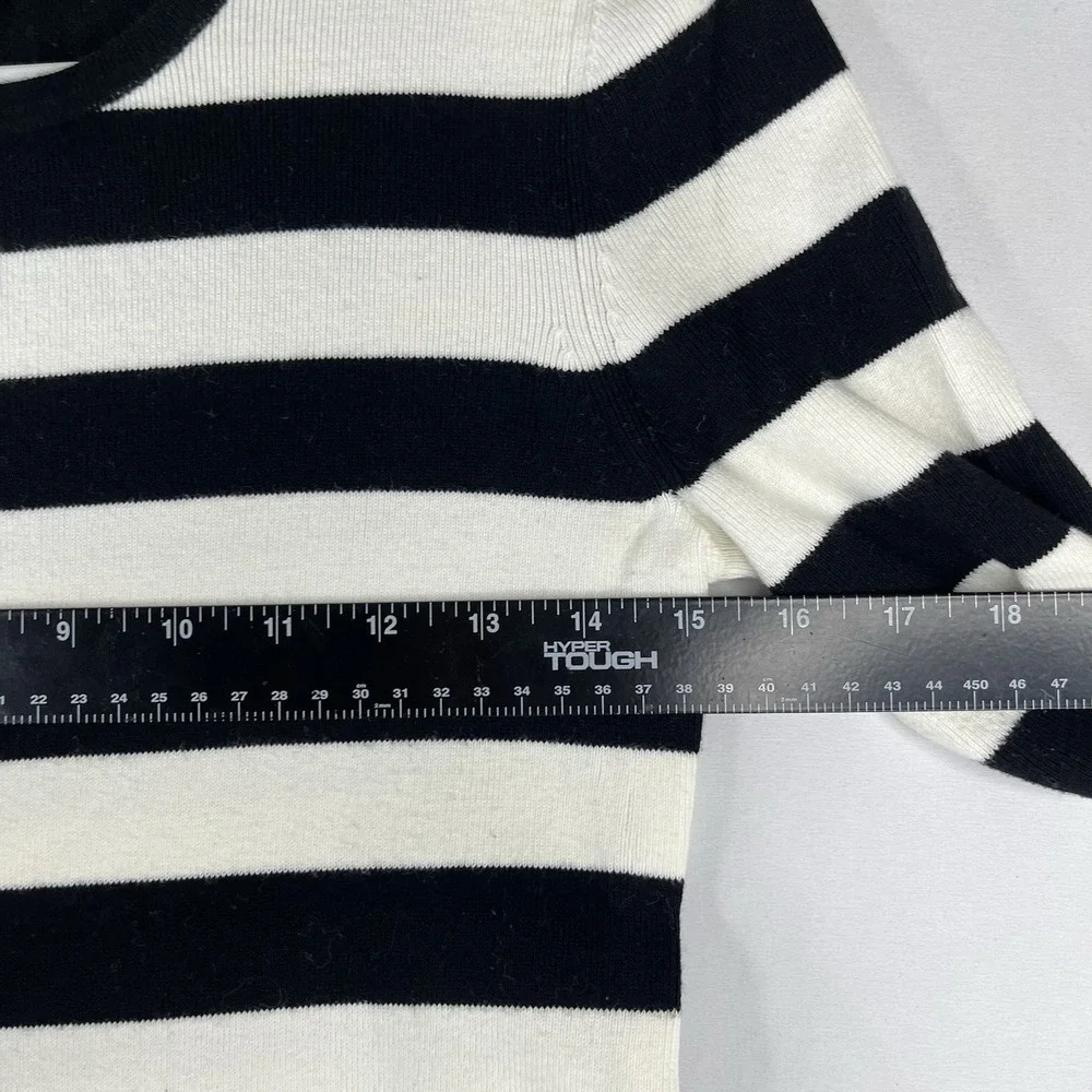 Banana Republic Women Small Black White Striped Peplum Knit Sweater Long Sleeve - Picture 13 of 16
